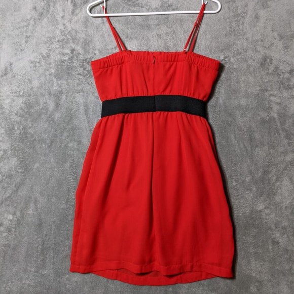 Forever 21 Red Ruffle Spaghetti Strap Minidress w/ Black Belt - Picture 2 of 2